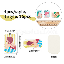 16pcs 4 Stil 3d gedruckte Acrylanhänger&nbsp;OACR-CA0001-18