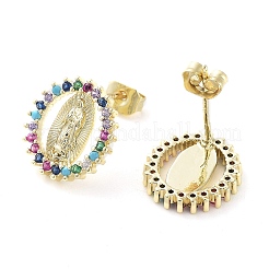 Bunte Mikropavé-Ohrstecker aus Messing mit kubischen Zirkonia für Damen&nbsp;EJEW-D086-10G