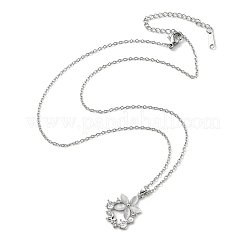 Collane con ciondolo in resina floreale e micro pavé di zirconi cubici&nbsp;NJEW-D288-02P