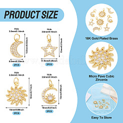 8pcs 4 styles pendentifs en laiton micro pavé de zircone cubique&nbsp;KK-TA0002-32