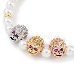 Braccialetti con ciondolo in zirconia cubica micro pavé in ottone placcato a cremagliera&nbsp;BJEW-P341-12G-02