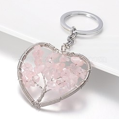 Cuore con albero portachiavi in pietra mista in ottone&nbsp;KEYC-JKC00042