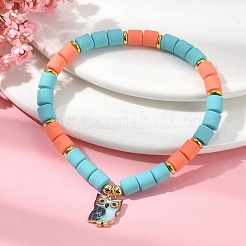 Braccialetti elasticizzati con perline a colonna in argilla polimerica&nbsp;BJEW-JB09782-02