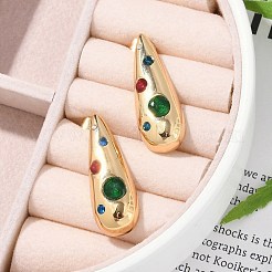 Orecchini a bottone in vetro in acciaio inossidabile 304&nbsp;EJEW-M070-17G-02