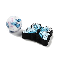 25 perles focales en silicone en forme de papillon et de ronde&nbsp;SIL-L005-02A