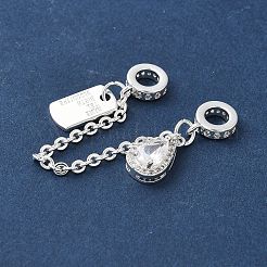 Chaîne en laiton micro pavée avec zircone cubique transparente et perles européennes&nbsp;KK-G531-07C-S