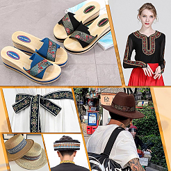 Rubans polyester jacquard style ethnique&nbsp;SRIB-WH0011-030