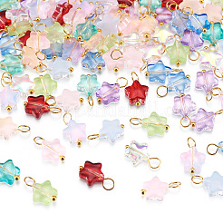 100 Stück 10 Farben transparente Glasstern-Anhänger&nbsp;PALLOY-TAC0266