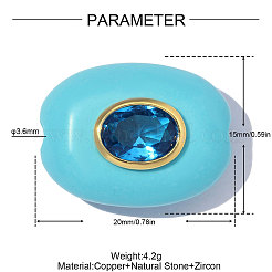Cuentas de latón con microengaste de circonitas cúbicas y turquesa sintética&nbsp;GG-OY001-06G-03