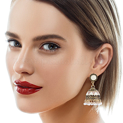 6 paire de boucles d'oreilles pendantes en émail 3D de style ethnique à 6 couleurs avec perles de rocaille&nbsp;EJEW-AN0001-94