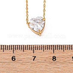 Collane con ciondolo a forma di cuore in zirconia cubica in acciaio inossidabile 304&nbsp;NJEW-Z057-04C-G
