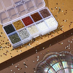 8500 Stück 10 Stil Glas Saatperlen&nbsp;SEED-YW0001-80D