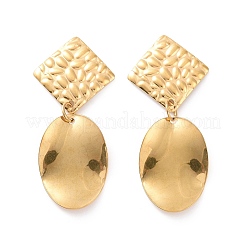 Pendientes colgantes de acero inoxidable 304 con forma ovalada y rombo para mujer&nbsp;EJEW-G328-21