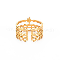 Bague ouverte en acier inoxydable 304 avec placage ionique (IP) pour femme&nbsp;X-RJEW-S405-151G