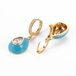 Orecchini a cerchio huggie in zirconi cubici trasparenti micro pavè&nbsp;EJEW-T046-41C-NF