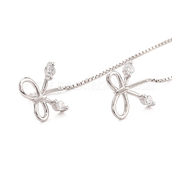Anlaufgeschützte rhodinierte 925 Sterling Silber Ohrringe mit Schleife&nbsp;EJEW-P195-03P