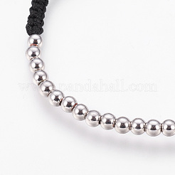 Verstellbare geflochtene Perlenarmbänder aus Messing&nbsp;BJEW-JB03778-02
