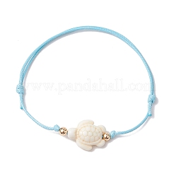 Bracciale sintetico con perline intrecciate in tartaruga turchese&nbsp;BJEW-JB11085