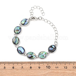 Gliederarmbänder aus Messing mit Abalone-Muschel&nbsp;BJEW-C126-01