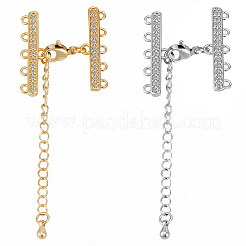 4 Set 2 Farben Messing Micro Pave Zirkonia Kettenverlängerung&nbsp;ZIRC-BBC0023-64