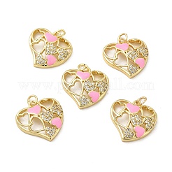 Colgantes de circonita cúbica transparentes micro pavé de latón chapado en oro real 18k&nbsp;KK-E068-VB214-1