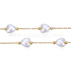 Cadenas de cuentas de corazón de perla de plástico abs&nbsp;CHS-N003-11