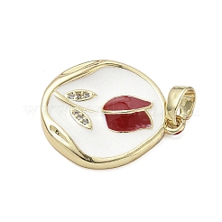 Pendentifs avec zircon cubiques à micro-pavés en laiton&nbsp;KK-K368-05A-02