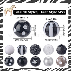 50 Stück Acrylperlen in 10 Stilen mit Halloween-Motiv&nbsp;SACR-SC0001-20