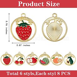 48pcs 6 pendentifs en émail en alliage de style&nbsp;ENAM-SZ0002-91