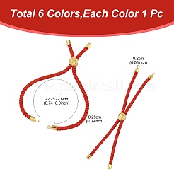 6 Stück 6 Farben gedrehte Nylonschnur-Silberarmbänder&nbsp;DIY-FS0008-93