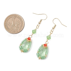 Boucles d'oreilles pendantes en forme de larme avec perles de verre faites à la main&nbsp;EJEW-MZ00576-01