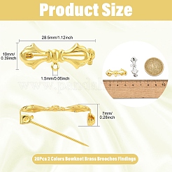 20 Stück 2 Farben Bowknot Messing Broschen Zubehörse&nbsp;KK-CJ0005-60
