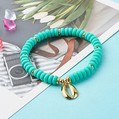 Ensemble de bracelets extensibles à breloques en zircone cubique en forme de coquille pour adolescentes femmes&nbsp;BJEW-JB06850-04