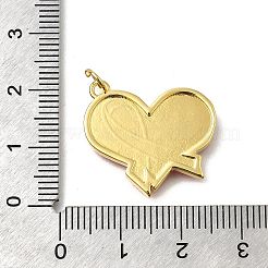 Pendentifs en laiton et émail avec ruban rose de sensibilisation au cancer du sein d'octobre&nbsp;KK-S517-04C-G