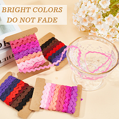 4 carte 2 styles de ruban de bordure à franges ondulées en polyester&nbsp;DIY-GF0009-48E