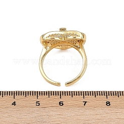 Verstellbare Manschettenringe aus Messing mit Mikropavé und Zirkonia&nbsp;RJEW-C139-11G
