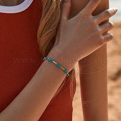Armbänder aus synthetischen Türkis- und Messingperlen für Damen&nbsp;OR9235