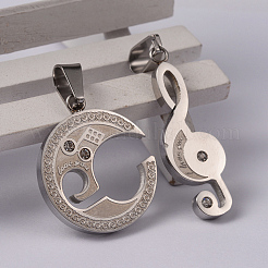 Nota musicale chiave di violino 304 acciaio inossidabile strass pendenti divisi&nbsp;STAS-I060-04C