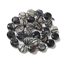 Natürliche schwarze Seide Stein / Netstone Perlen Stränge&nbsp;G-NH0004-037