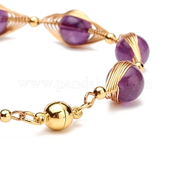 Heilkraft natürliche Amethyst Perlenarmbänder für Männer Frauen&nbsp;X1-BJEW-TA00012-03