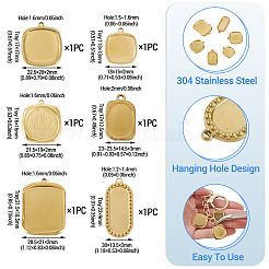 6 Stück 6 Stile 304 Edelstahl Anhänger Cabochon Einstellungen&nbsp;STAS-TA0005-71G