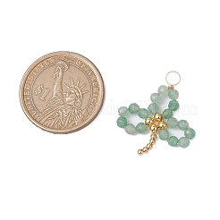 5 pieza de 5 estilos de aventurina verde natural y ágata musgosa y jade de Taiwán y rubí en zoisita y colgantes de cuentas redondas facetadas de piedra dorada verde sintética&nbsp;PALLOY-JF03131
