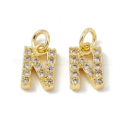 Echte 18 Karat vergoldete Messing Micro Pave klare Zirkonia Charms&nbsp;KK-E068-VB452-N