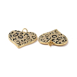 Cuore con motivo leopardato charms in ottone con micro pavé di zirconi chiari&nbsp;KK-G435-35G