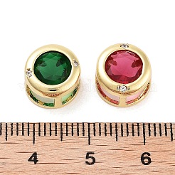 Ciondoli per vetrini cubici con micro pavé in ottone placcato a cremagliera&nbsp;KK-Z064-37G