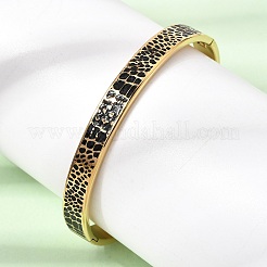 Brazaletes articulados de acero inoxidable 304 con esmalte negro y estampado de piel animal para mujer.&nbsp;SA-CBAC920-02G