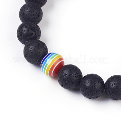 Braccialetti di perle intrecciate in pietra lavica naturale&nbsp;X-BJEW-G607-02