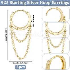 1 Paar Creolen aus Sterlingsilber mit 925 Zirkoniasteinen&nbsp;EJEW-BBC0002-04G
