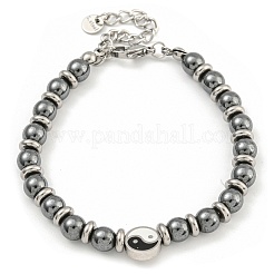 Braccialetti con perline rotonde in acciaio inossidabile 304 e ematite sintetica non magnetica per le donne&nbsp;BJEW-G717-12