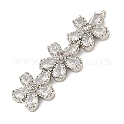 Messing Pavé klare Zirkonia drei Blumen Verbinder Verbinder Charms&nbsp;KK-P277-51P